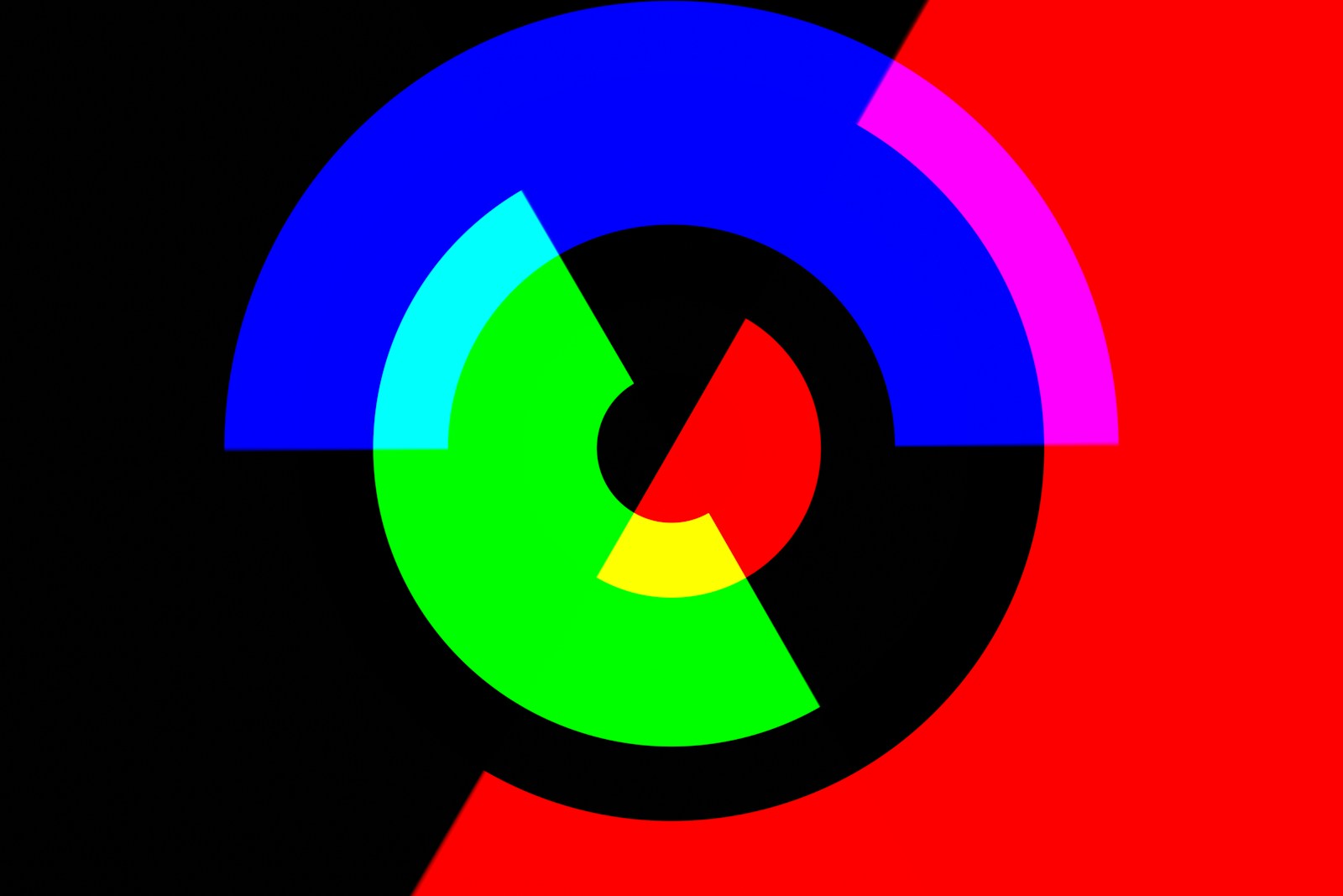 a multicolored circle with a black background